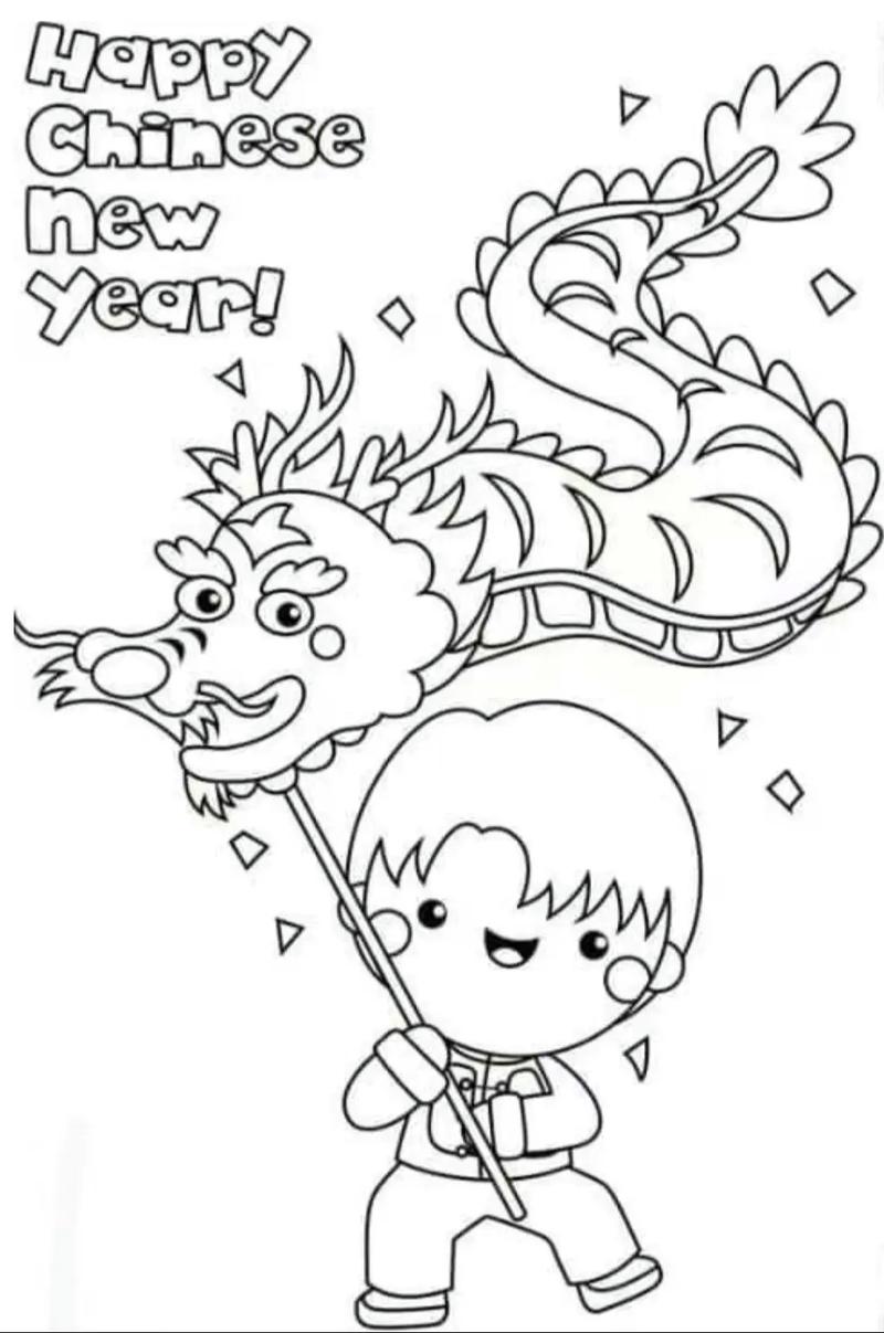 龍年簡筆龍頭畫可打印可涂色 - 