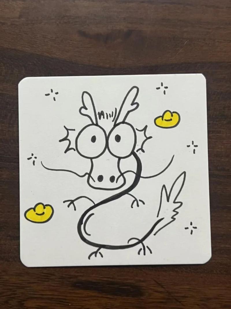 龍簡筆畫?簡單?可愛  龍年福氣到 新年春節簡筆畫小物件素材