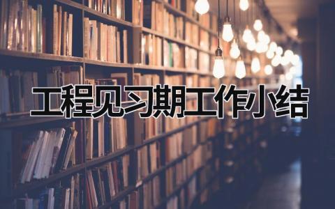 工程見習期工作小結 工程見習期工作小結 (17篇）