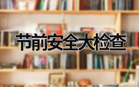 節(jié)前安全大檢查 學(xué)校節(jié)前安全大檢查 (20篇）