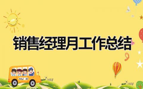 銷售經理月工作總結 銷售經理工作總結與計劃 (20篇）