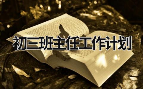 初三班主任工作計劃 初三班主任工作計劃 (15篇）