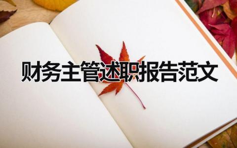 財(cái)務(wù)主管述職報(bào)告范文 財(cái)務(wù)主管述職報(bào)告范文大全 (16篇）