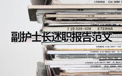 副護士長述職報告范文 副護士長工作總結個人2023 (21篇）