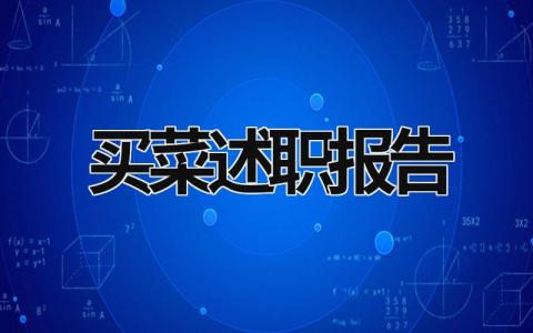 買菜述職報告 買菜采購員工作 (17篇）